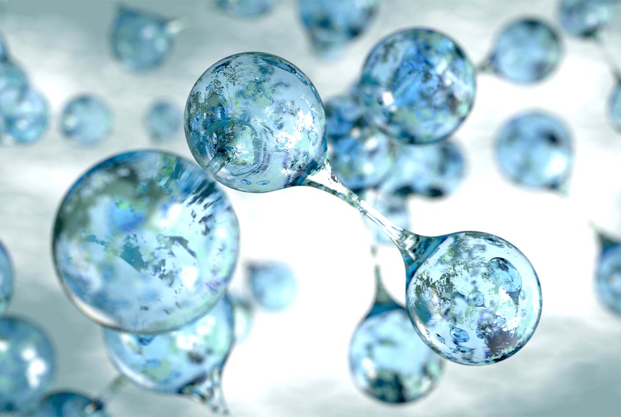 3d molecules of water concept background