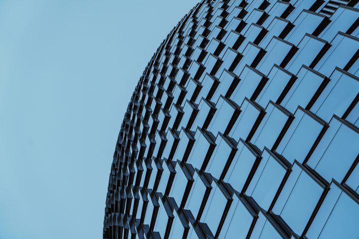 Exterior of Skyscraper, Windows of Office Building