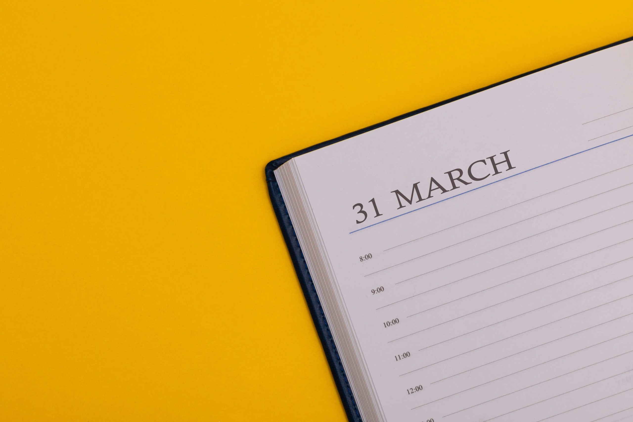 MQP deadline blog, calendar on yellow background