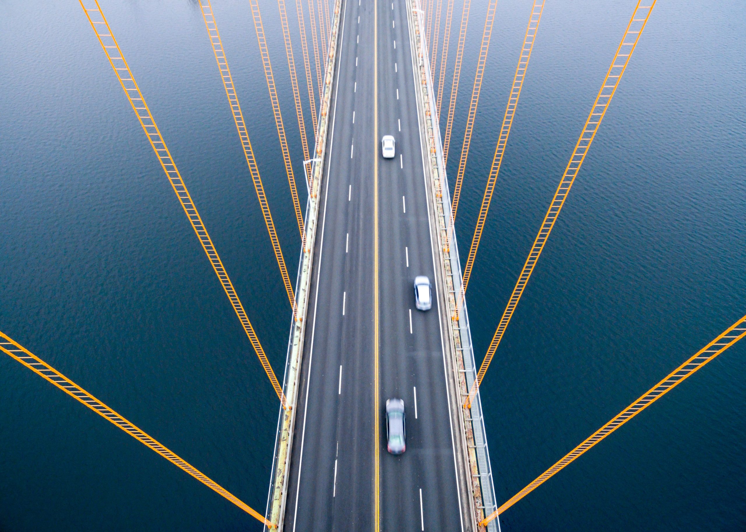 Overhead view of bridge represents compliance risk management