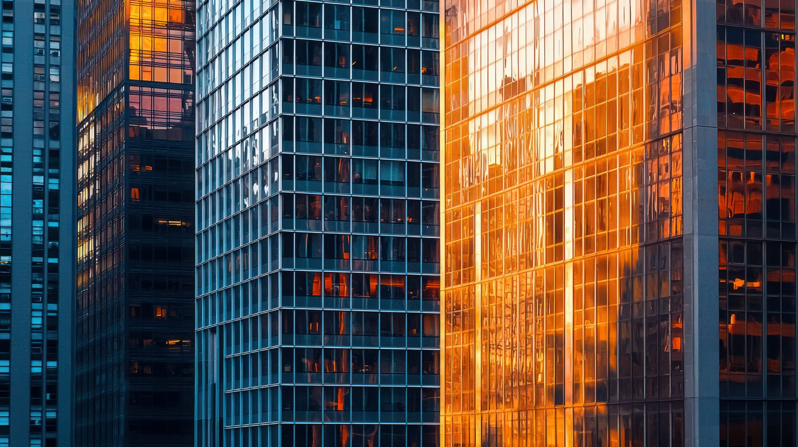 Business office building at sunset represents acquisition