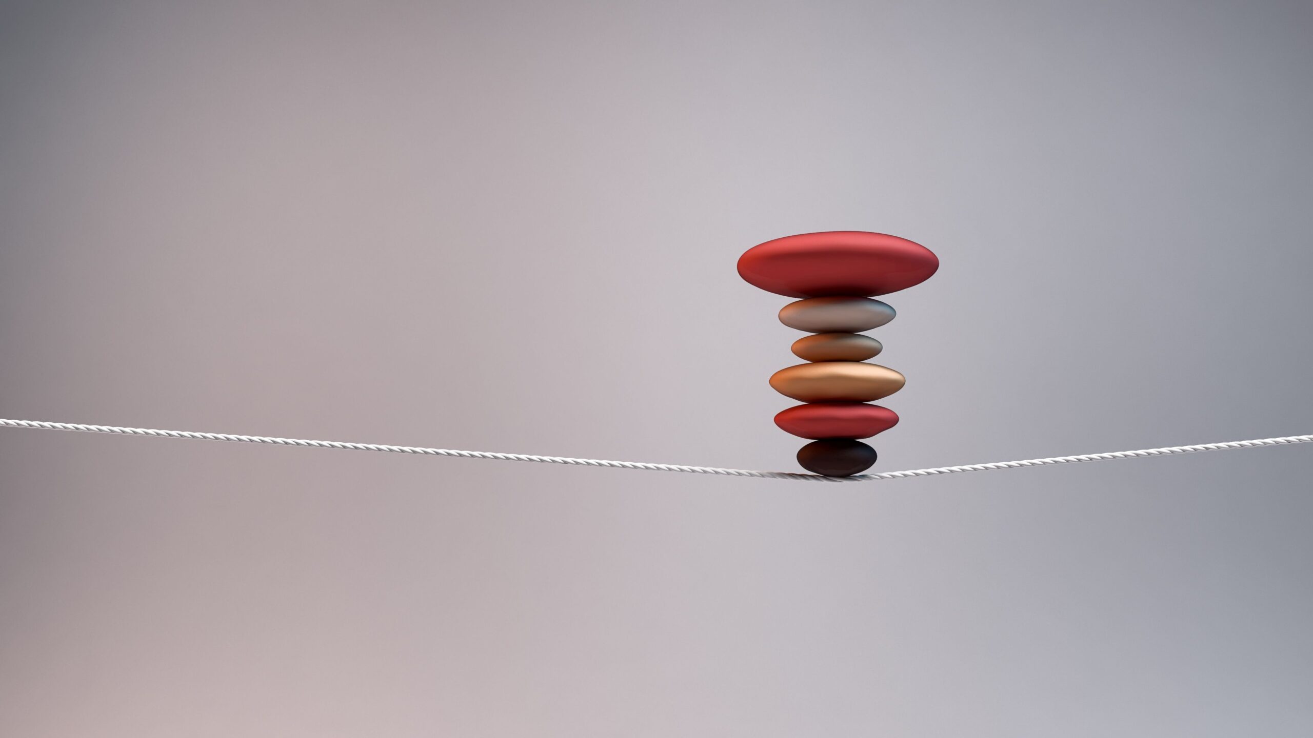 Colored rocks on a tightrope represent AI compliance strategies in wealth management