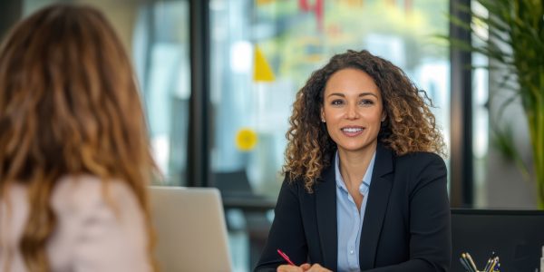 two professional men working at a computer optimizing a clearing contract